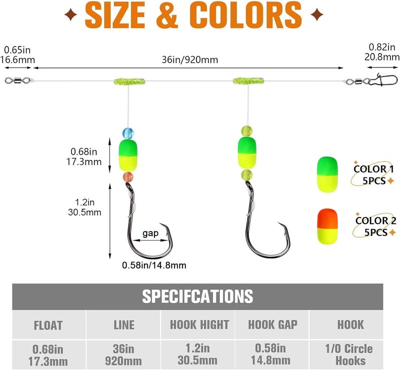 Dovesun 10PCS/4PCS Pompano Rigs for Surf Fishing Unique T-Knot Strong Pre-Rigged Pompano Rigs Saltwater with Circle Hooks - Image 5